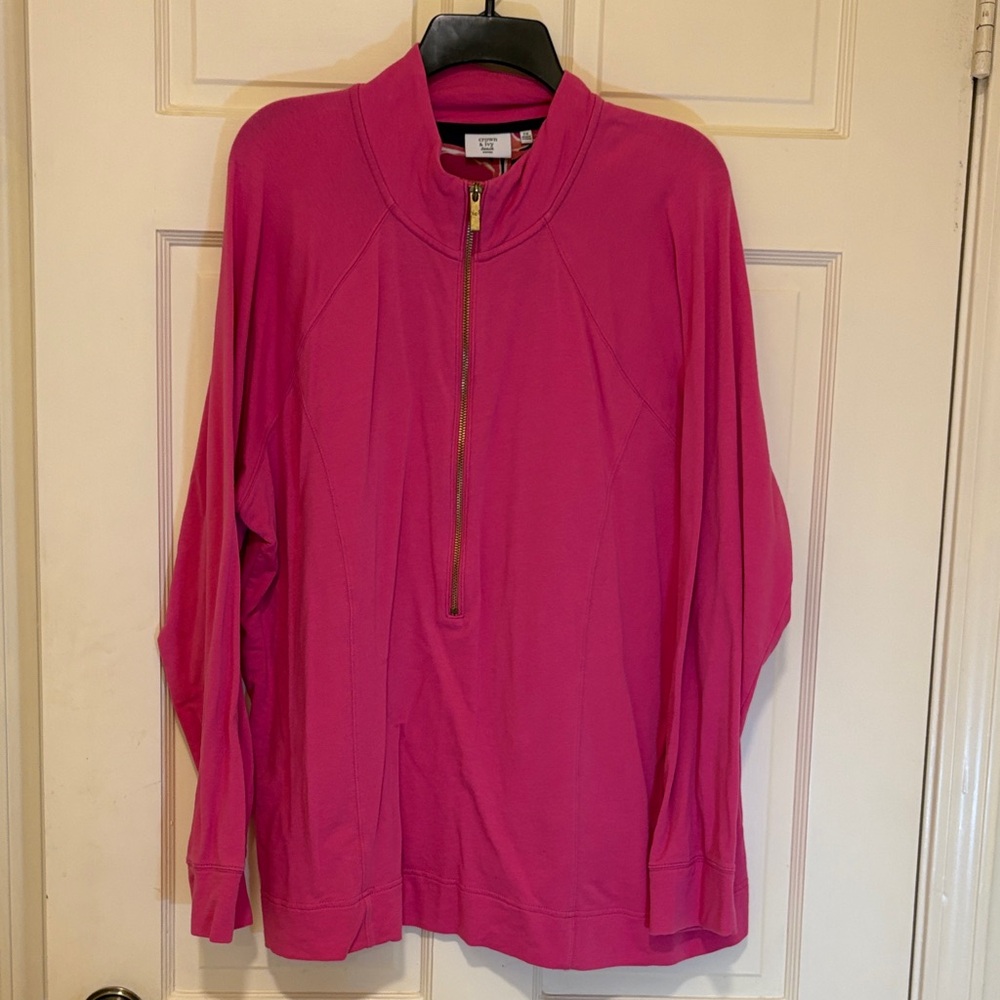 Crown & Ivy Fuchsia Half-Zip Sweatshirt